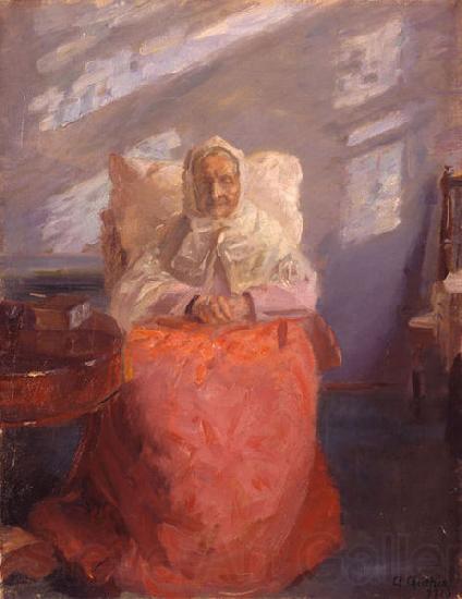 Anna Ancher Mrs Ane Brondum in the blue room Norge oil painting art